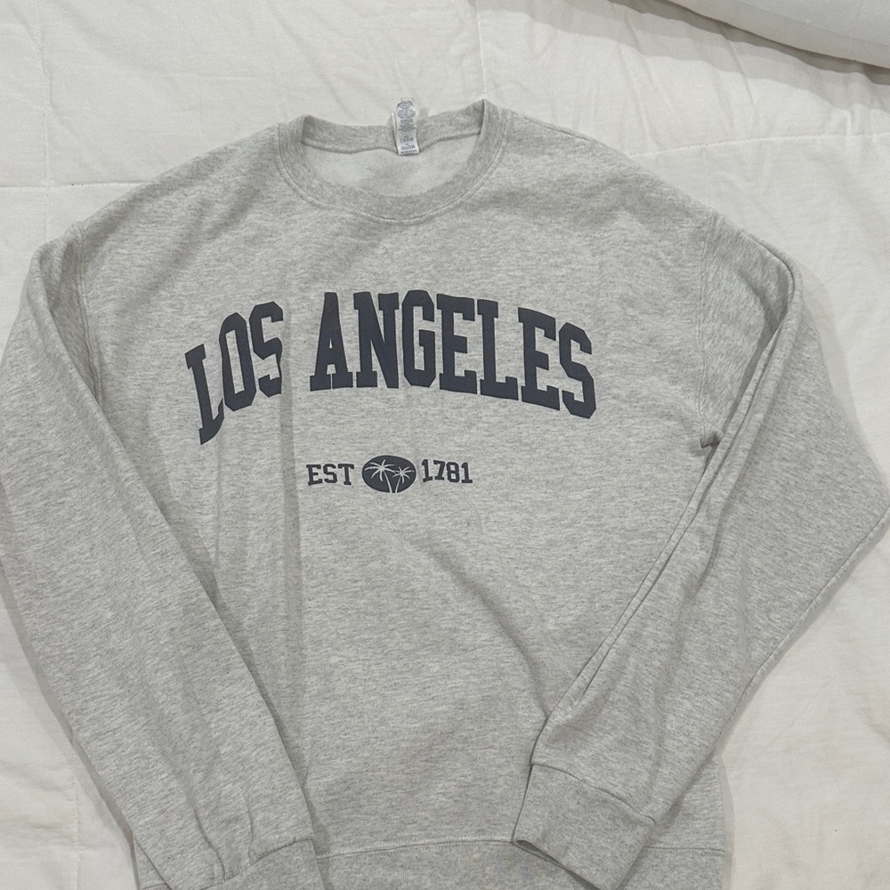 Gildan Gray Los Angeles Crewneck Sweater